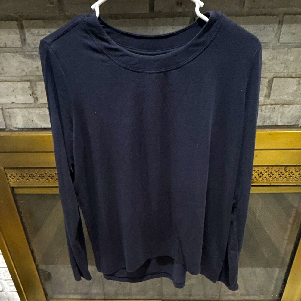 Athleta Women's Solid Black Crew Neck Long Sleeve Lightweight Pullover Top XS